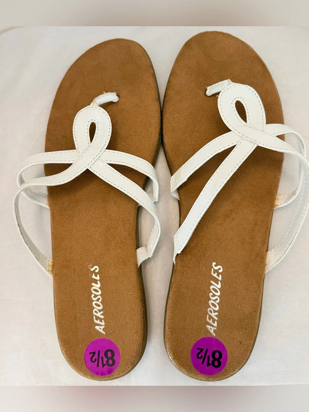 Aerosoles White Strappy Flat Sandals Women’s Size 8.5 NWT